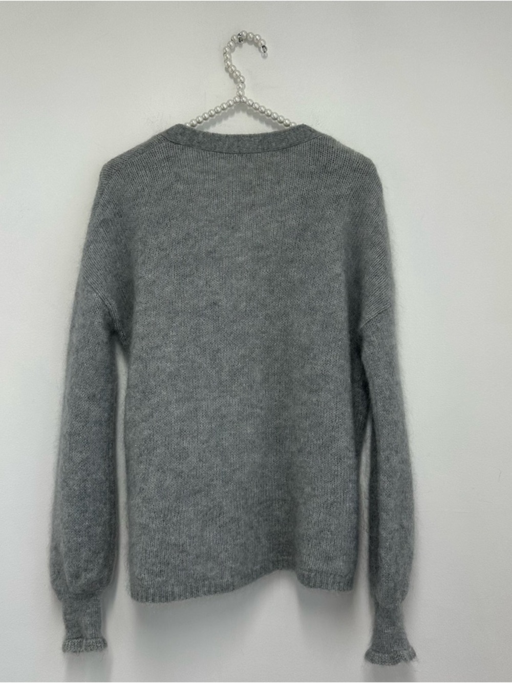 Sézane Mia Mohair Wool Blend Cardigan in Grey - Picture 6 of 10